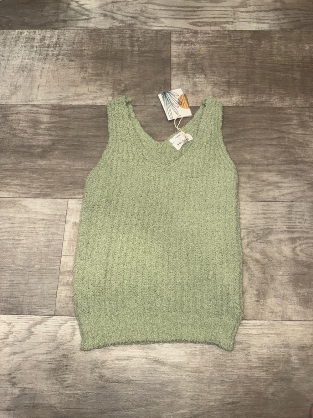 Light Green Fuzzy Knit Tank Top